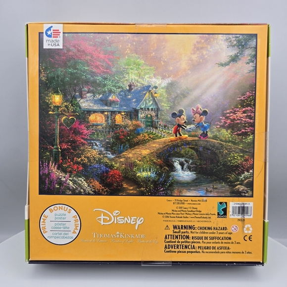 Disney Thomas Kinkade 750-Piece Puzzle Mickey and Minnie Sweetheart Bridge - Picture 3 of 9